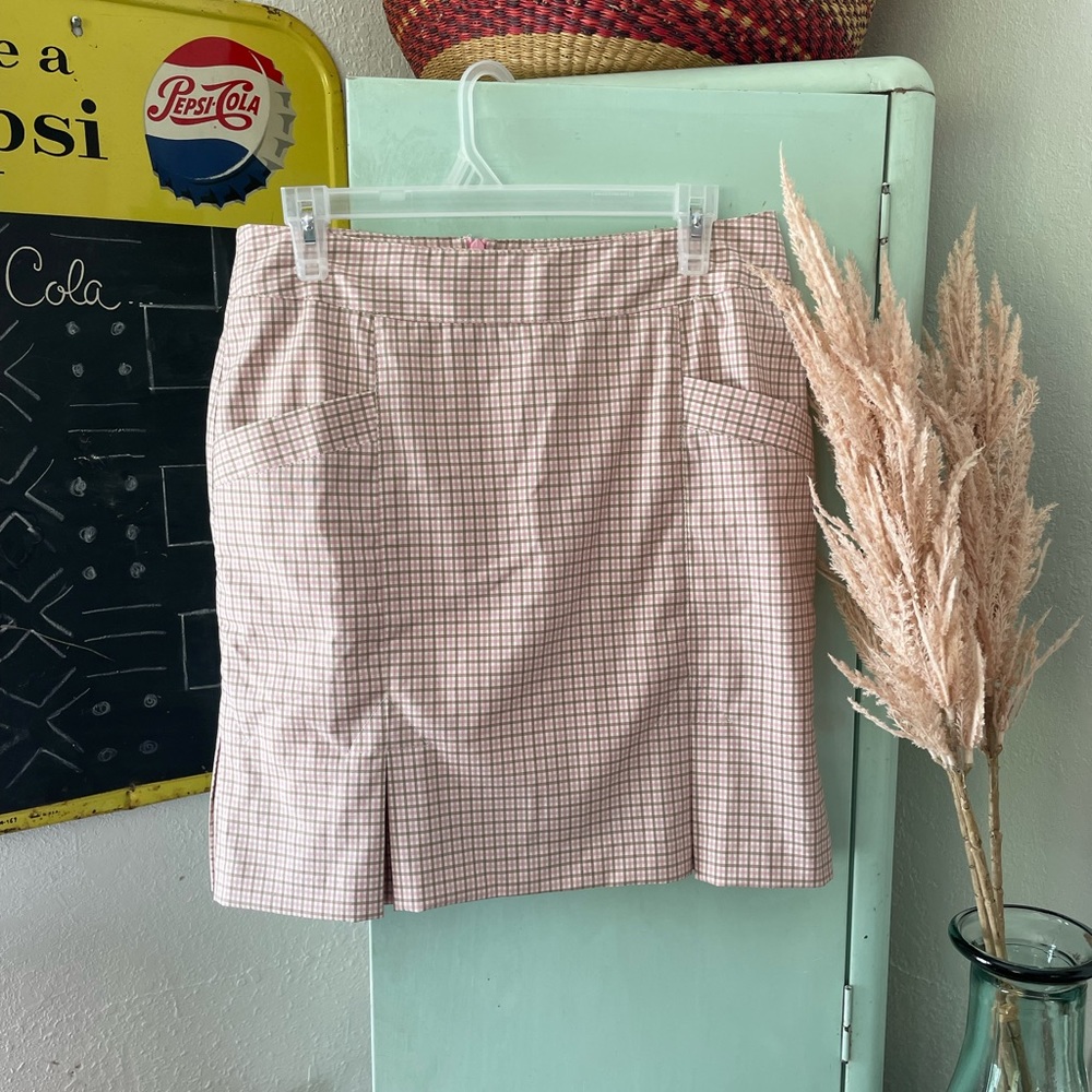 Lizzie Driver Skirt,size 8, Neutral Pink Plaid